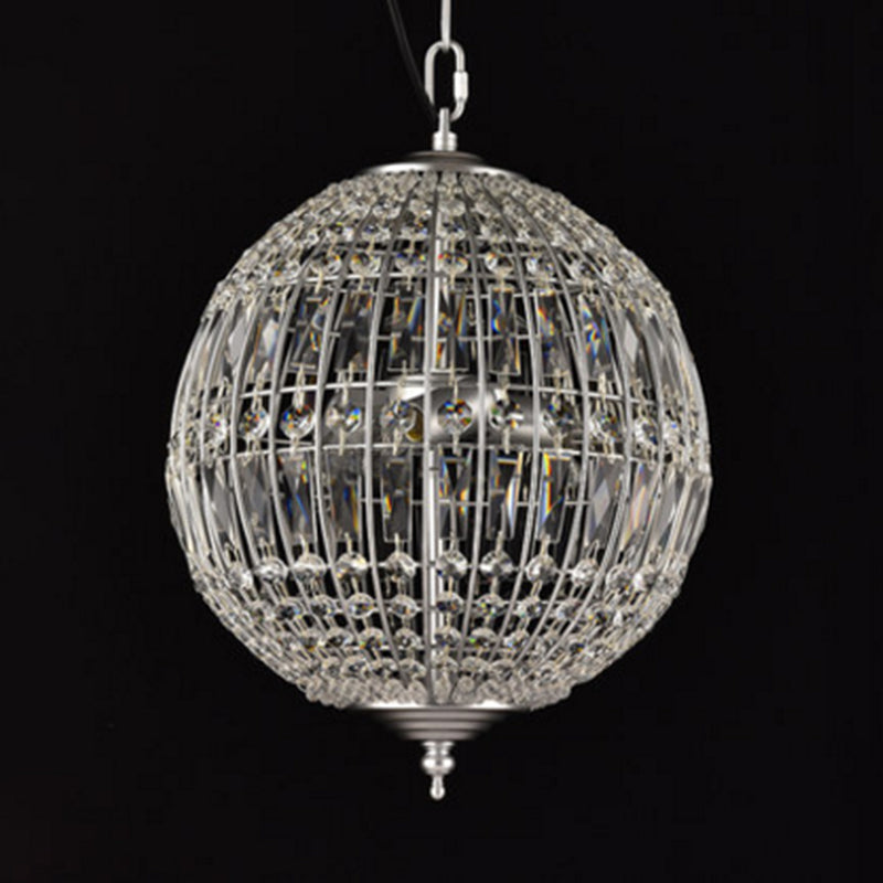 Sphere Dining Room Down Lighting Pendant Classic Clear Crystal Hanging Chandelier Silver Clearhalo 'Ceiling Lights' 'Chandeliers' Lighting' options 2138294_8e377103-c339-4677-ad8d-181e593a020c