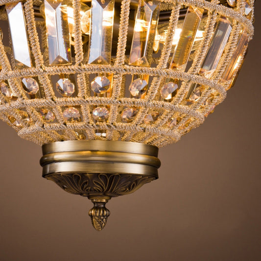 Brass Empire Chandelier French Country Crystal Bedroom Ceiling Pendant Light Fixture Clearhalo 'Ceiling Lights' 'Chandeliers' Lighting' options 2138297