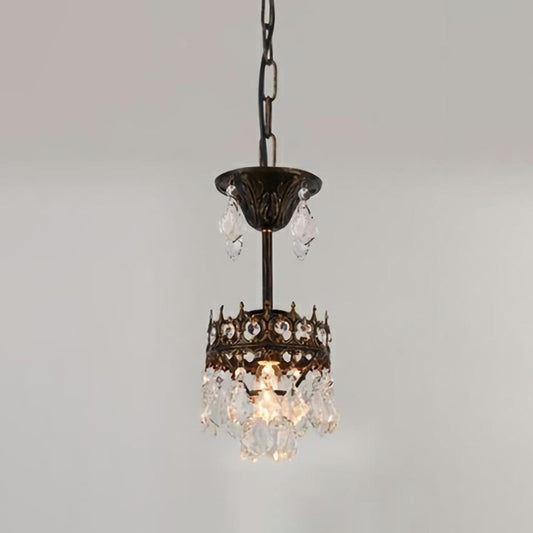 Victorian Crown Shaped Hanging Lamp Clear Teardrop Crystal Chandelier for Living Room Clearhalo 'Ceiling Lights' 'Chandeliers' Lighting' options 2138312
