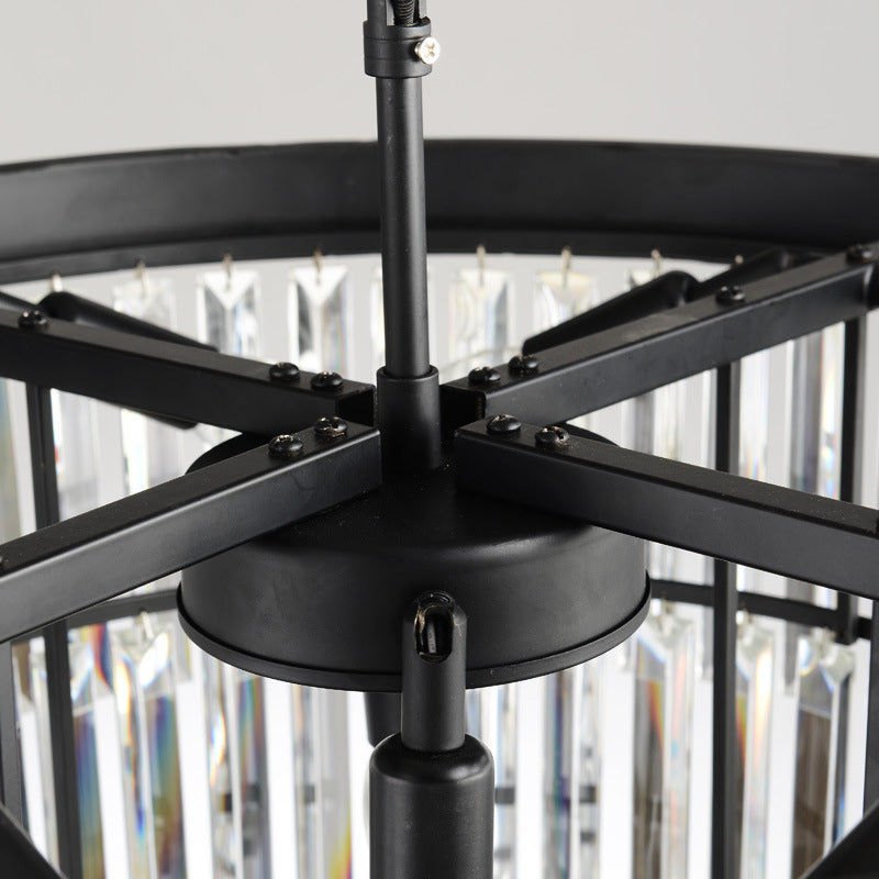 Black Round Chandelier Pendant Light Classic Crystal Bedroom Hanging Ceiling Light Clearhalo 'Ceiling Lights' 'Chandeliers' Lighting' options 2138320