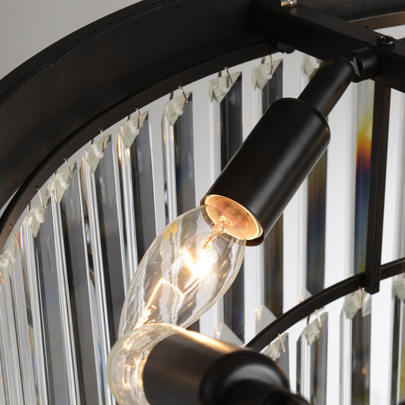 Black Round Chandelier Pendant Light Classic Crystal Bedroom Hanging Ceiling Light Clearhalo 'Ceiling Lights' 'Chandeliers' Lighting' options 2138321