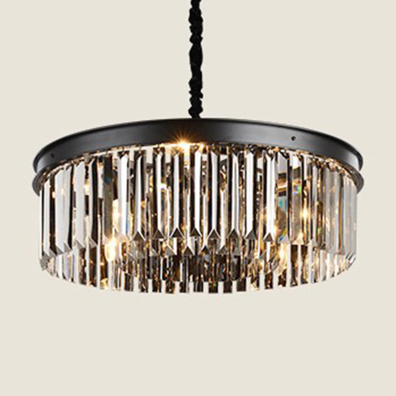 Black Round Chandelier Pendant Light Classic Crystal Bedroom Hanging Ceiling Light Clearhalo 'Ceiling Lights' 'Chandeliers' Lighting' options 2138322