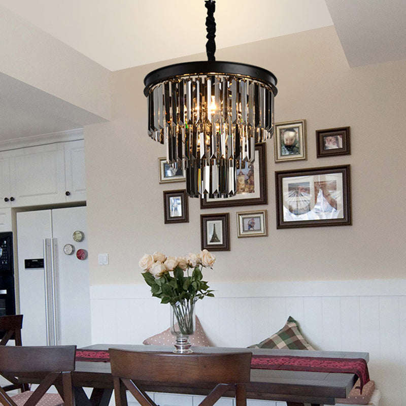 Black Round Chandelier Pendant Light Classic Crystal Bedroom Hanging Ceiling Light Black 18" B Clearhalo 'Ceiling Lights' 'Chandeliers' Lighting' options 2138323_6ec840b1-e285-4314-83e4-e5f0a2943a61