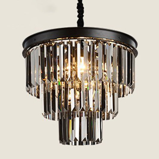 Black Round Chandelier Pendant Light Classic Crystal Bedroom Hanging Ceiling Light Clearhalo 'Ceiling Lights' 'Chandeliers' Lighting' options 2138324
