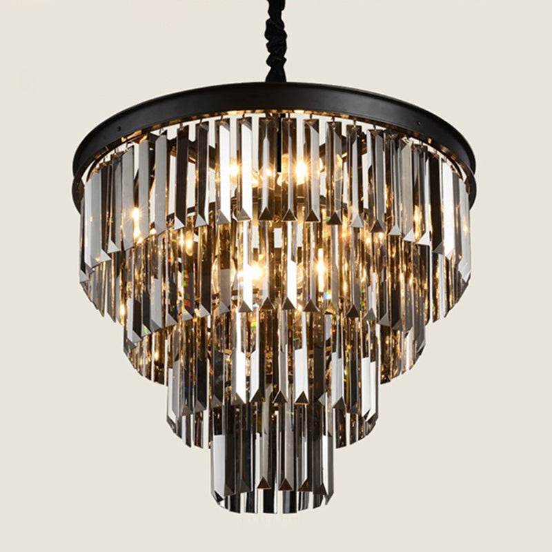 Black Round Chandelier Pendant Light Classic Crystal Bedroom Hanging Ceiling Light Clearhalo 'Ceiling Lights' 'Chandeliers' Lighting' options 2138325