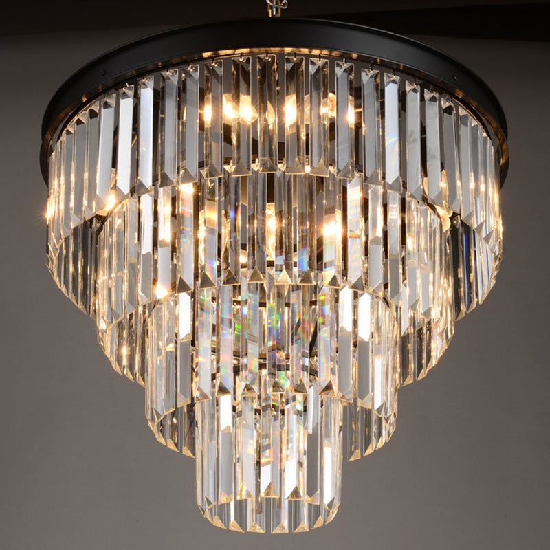 Black Round Chandelier Pendant Light Classic Crystal Bedroom Hanging Ceiling Light Clearhalo 'Ceiling Lights' 'Chandeliers' Lighting' options 2138326