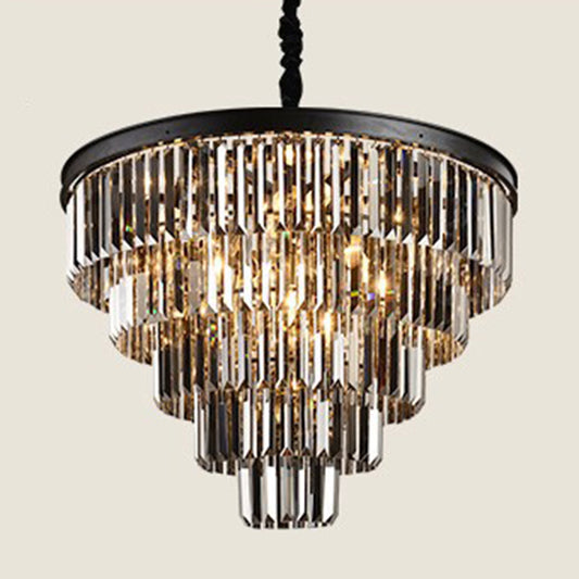 Black Round Chandelier Pendant Light Classic Crystal Bedroom Hanging Ceiling Light Clearhalo 'Ceiling Lights' 'Chandeliers' Lighting' options 2138327