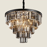 Black Round Chandelier Pendant Light Classic Crystal Bedroom Hanging Ceiling Light Clearhalo 'Ceiling Lights' 'Chandeliers' Lighting' options 2138327