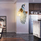 Blue Peacock Sconce Light Fixture Country Resin Single Dining Room Wall Lamp with Crystal Shade Clearhalo 'Wall Lamps & Sconces' 'Wall Lights' Lighting' 2138396