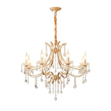 Metal Gold Plated Chandelier Candle Antique Style Hanging Ceiling Light with Crystal Draping Clearhalo 'Ceiling Lights' 'Chandeliers' Lighting' options 2138471