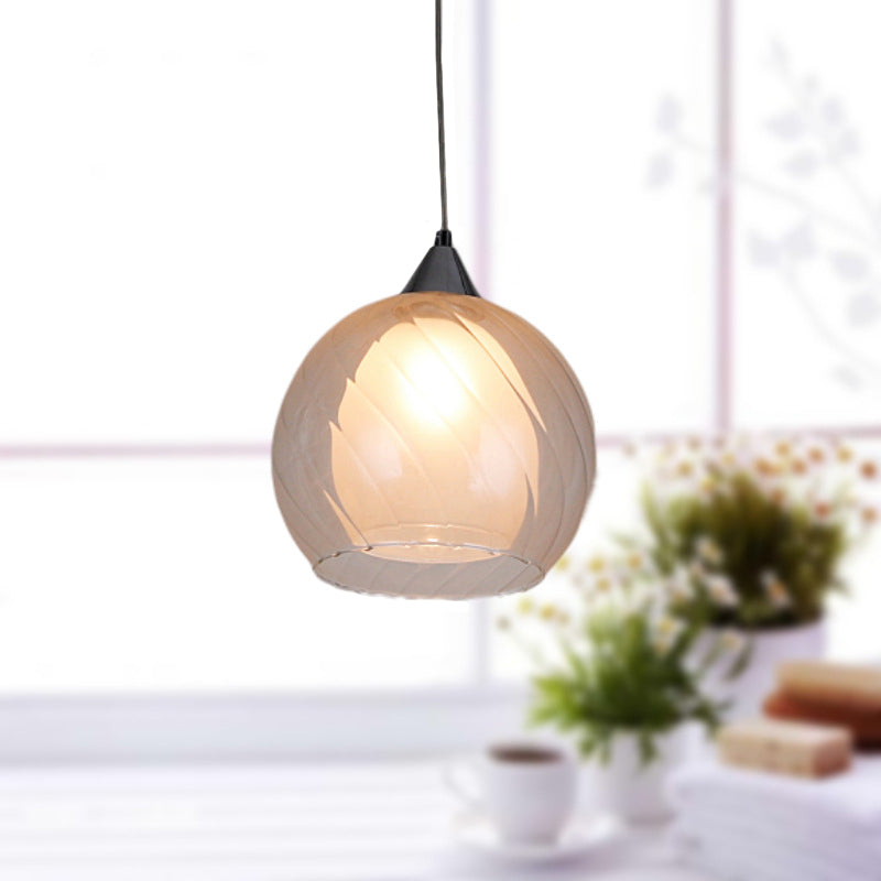 Traditional Spherical Hanging Ceiling Light 1 Light Clear Frosted Glass Pendant Lighting in Black Clear Clearhalo 'Ceiling Lights' 'Glass shade' 'Glass' 'Pendant Lights' 'Pendants' Lighting' 213865