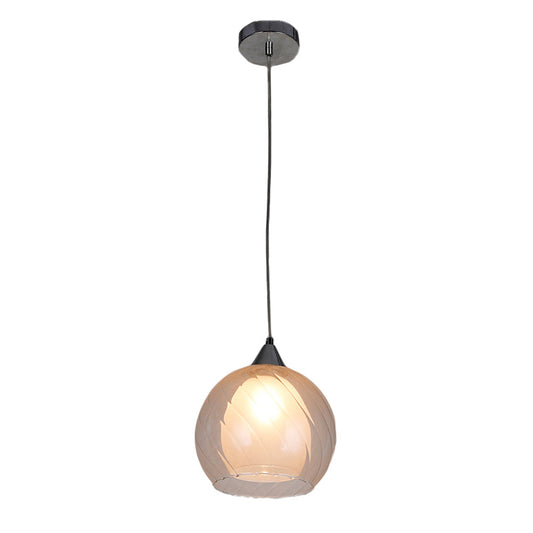 Traditional Spherical Hanging Ceiling Light 1 Light Clear Frosted Glass Pendant Lighting in Black Clearhalo 'Ceiling Lights' 'Glass shade' 'Glass' 'Pendant Lights' 'Pendants' Lighting' 213867