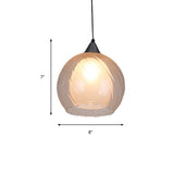 Traditional Spherical Hanging Ceiling Light 1 Light Clear Frosted Glass Pendant Lighting in Black Clearhalo 'Ceiling Lights' 'Glass shade' 'Glass' 'Pendant Lights' 'Pendants' Lighting' 213868