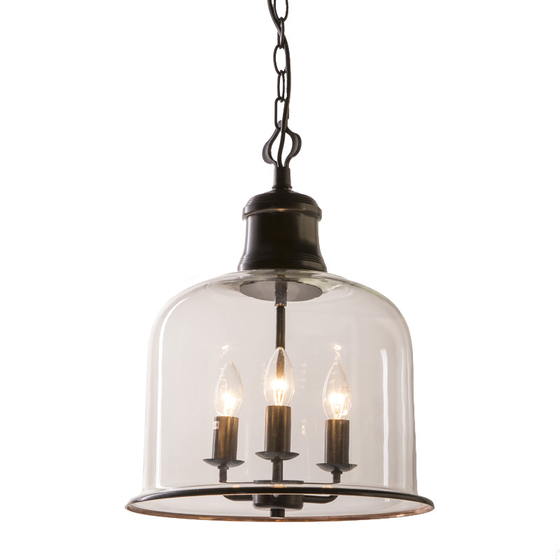 1/3 Light Pendant Lighting Classic Mason Jar Clear Glass Hanging Ceiling Light in Black/Brass Clearhalo 'Ceiling Lights' 'Chandeliers' 'Glass shade' 'Glass' 'Pendant Lights' 'Pendants' Lighting' 213875
