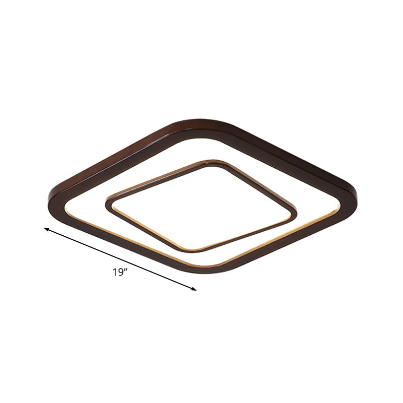 Square Ceiling Lighting Contemporary Dark Wood LED Flush Mount Ceiling Fixture in White/Warm/Natural Light Clearhalo 'Ceiling Lights' 'Close To Ceiling Lights' 'Close to ceiling' 'Flush mount' Lighting' 213905