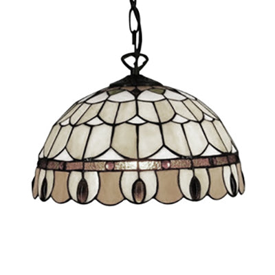 Dining Room Lighting with Circle/Gem Pattern Tiffany Jeweled Ceiling Pendant Lamp with Chain and Stained Glass Shade Clearhalo 'Ceiling Lights' 'Industrial' 'Middle Century Pendants' 'Pendant Lights' 'Pendants' 'Tiffany close to ceiling' 'Tiffany Pendants' 'Tiffany' Lighting' 21394