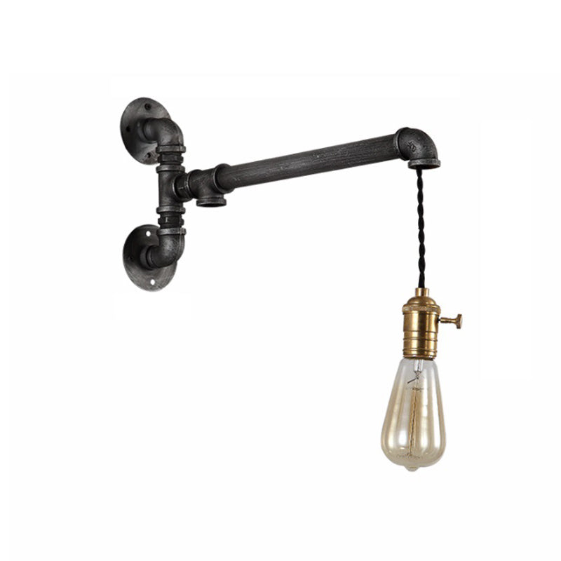 Metal Black Sconce Light Hanging Shade 1/4 Light Industrial Wall Mounted Lighting for Dining Room Clearhalo 'Art deco wall lights' 'Cast Iron' 'Glass' 'Industrial wall lights' 'Industrial' 'Middle century wall lights' 'Modern' 'Rustic wall lights' 'Tiffany' 'Traditional wall lights' 'Wall Lamps & Sconces' 'Wall Lights' Lighting' 214003