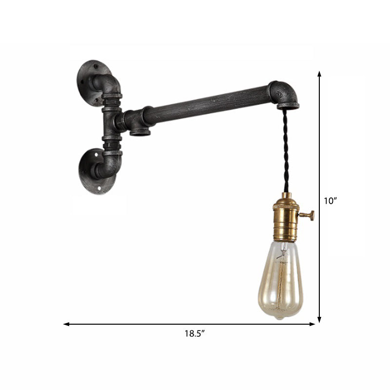 Metal Black Sconce Light Hanging Shade 1/4 Light Industrial Wall Mounted Lighting for Dining Room Clearhalo 'Art deco wall lights' 'Cast Iron' 'Glass' 'Industrial wall lights' 'Industrial' 'Middle century wall lights' 'Modern' 'Rustic wall lights' 'Tiffany' 'Traditional wall lights' 'Wall Lamps & Sconces' 'Wall Lights' Lighting' 214004