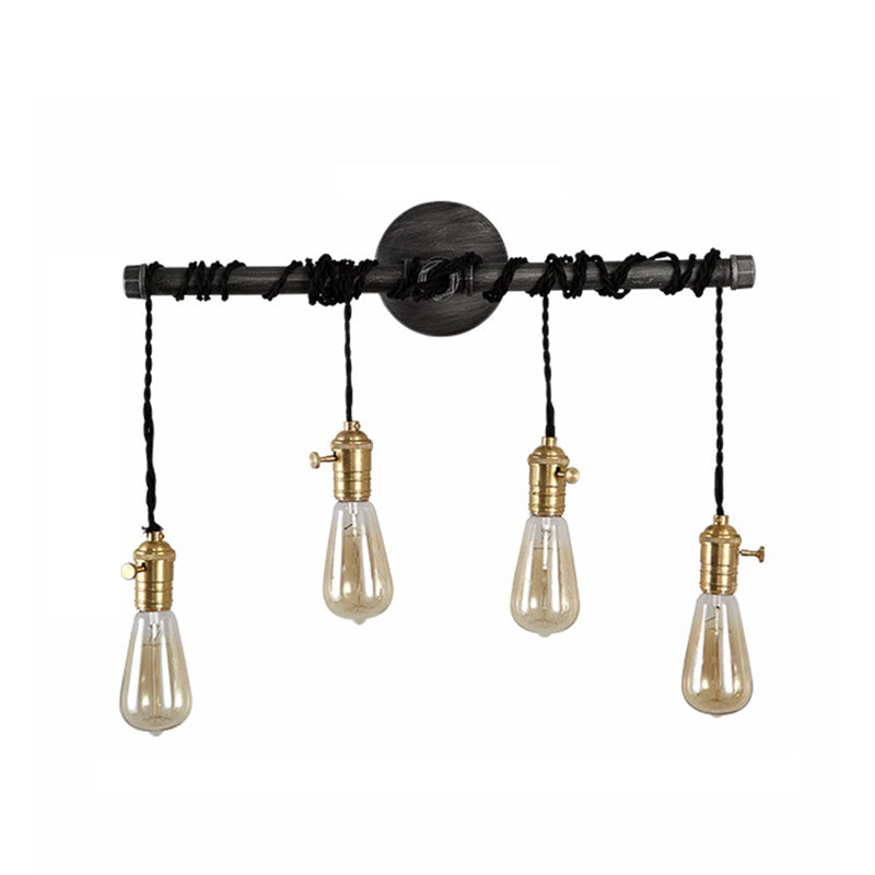Metal Black Sconce Light Hanging Shade 1/4 Light Industrial Wall Mounted Lighting for Dining Room Clearhalo 'Art deco wall lights' 'Cast Iron' 'Glass' 'Industrial wall lights' 'Industrial' 'Middle century wall lights' 'Modern' 'Rustic wall lights' 'Tiffany' 'Traditional wall lights' 'Wall Lamps & Sconces' 'Wall Lights' Lighting' 214007