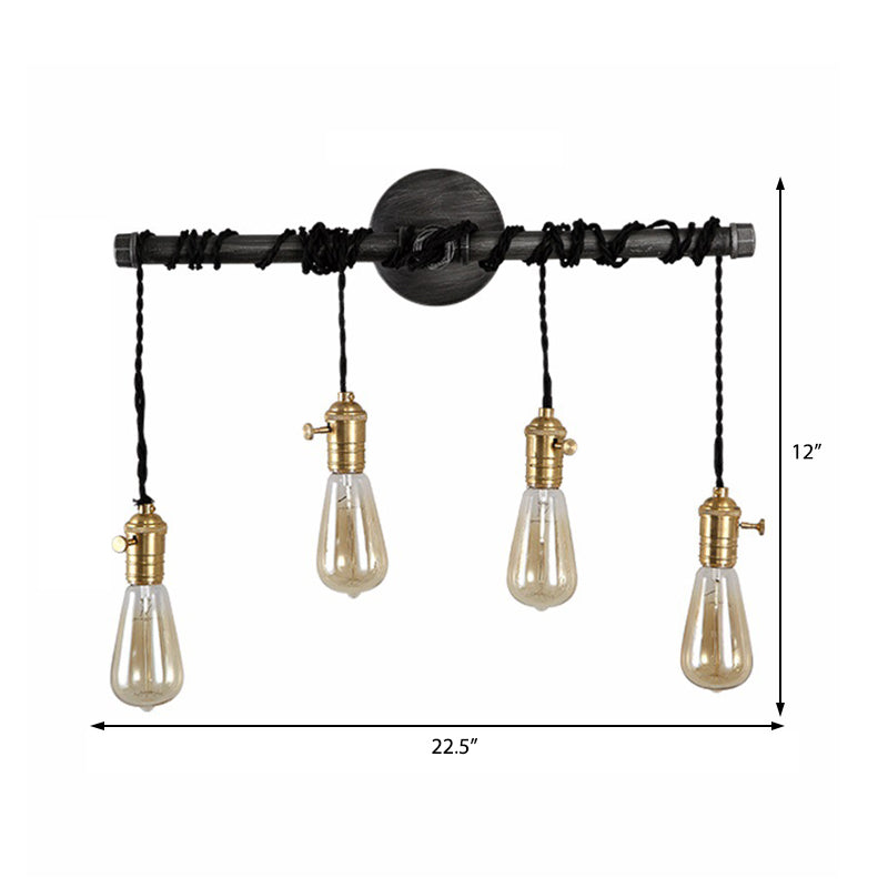 Metal Black Sconce Light Hanging Shade 1/4 Light Industrial Wall Mounted Lighting for Dining Room Clearhalo 'Art deco wall lights' 'Cast Iron' 'Glass' 'Industrial wall lights' 'Industrial' 'Middle century wall lights' 'Modern' 'Rustic wall lights' 'Tiffany' 'Traditional wall lights' 'Wall Lamps & Sconces' 'Wall Lights' Lighting' 214008