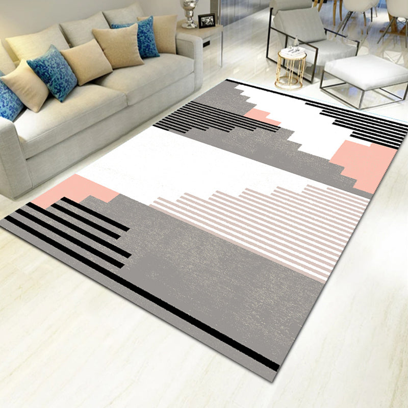Bold Multicolor Modern Rug Synthetics Geometric Pattern Rug Machine Washable Non-Slip Stain Resistant Rug for Living Room Gray-Pink Clearhalo 'Area Rug' 'Rug' 2140440