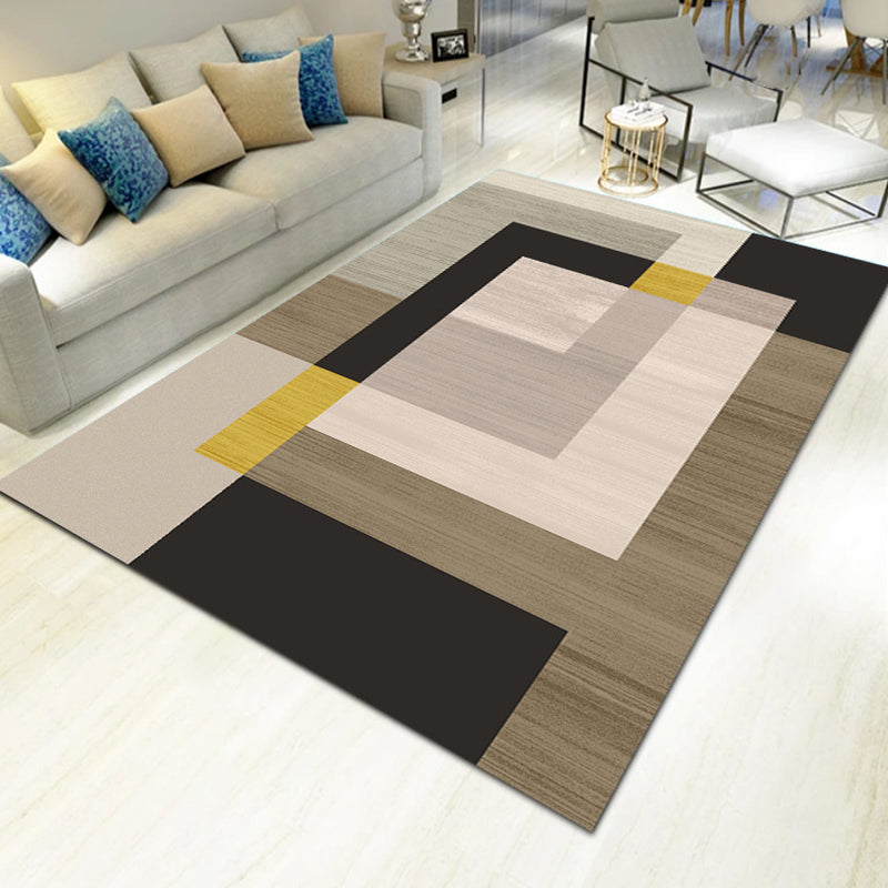 Bold Multicolor Modern Rug Synthetics Geometric Pattern Rug Machine Washable Non-Slip Stain Resistant Rug for Living Room Khaki-Black Clearhalo 'Area Rug' 'Rug' 2140446