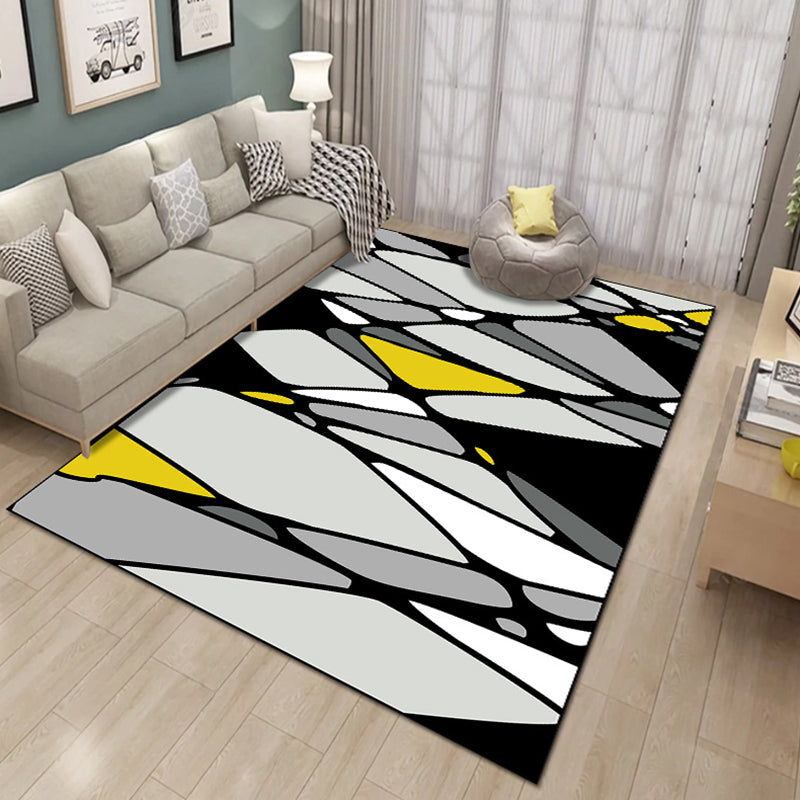 Bold Multicolor Modern Rug Synthetics Geometric Pattern Rug Machine Washable Non-Slip Stain Resistant Rug for Living Room Black-Gray Clearhalo 'Area Rug' 'Rug' 2140450