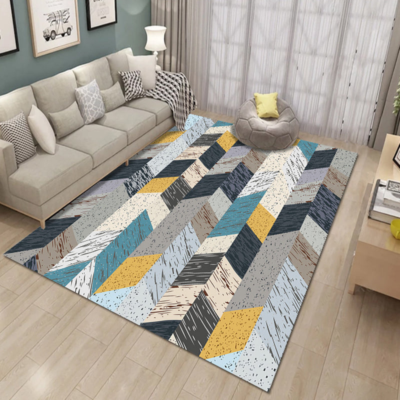 Bold Multicolor Modern Rug Synthetics Geometric Pattern Rug Machine Washable Non-Slip Stain Resistant Rug for Living Room Black-Yellow Clearhalo 'Area Rug' 'Rug' 2140453