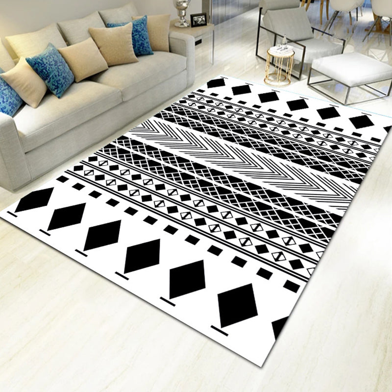 Bold Multicolor Modern Rug Synthetics Geometric Pattern Rug Machine Washable Non-Slip Stain Resistant Rug for Living Room Gloss Black Clearhalo 'Area Rug' 'Rug' 2140461