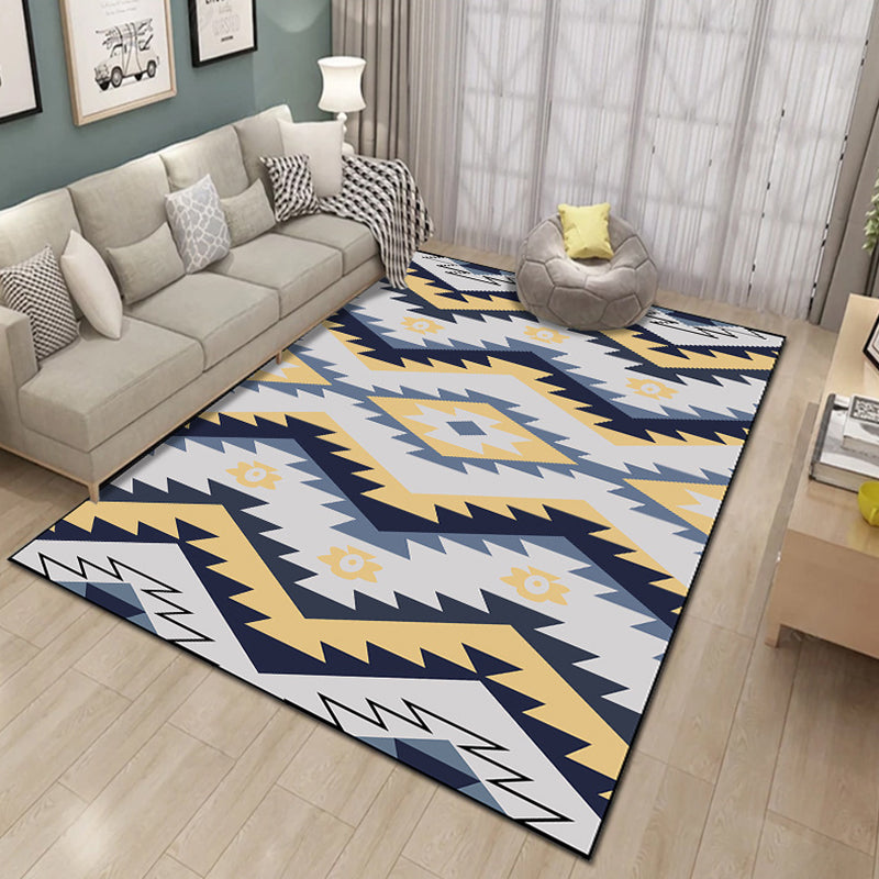 Bold Multicolor Modern Rug Synthetics Geometric Pattern Rug Machine Washable Non-Slip Stain Resistant Rug for Living Room Yellow-Blue Clearhalo 'Area Rug' 'Rug' 2140462