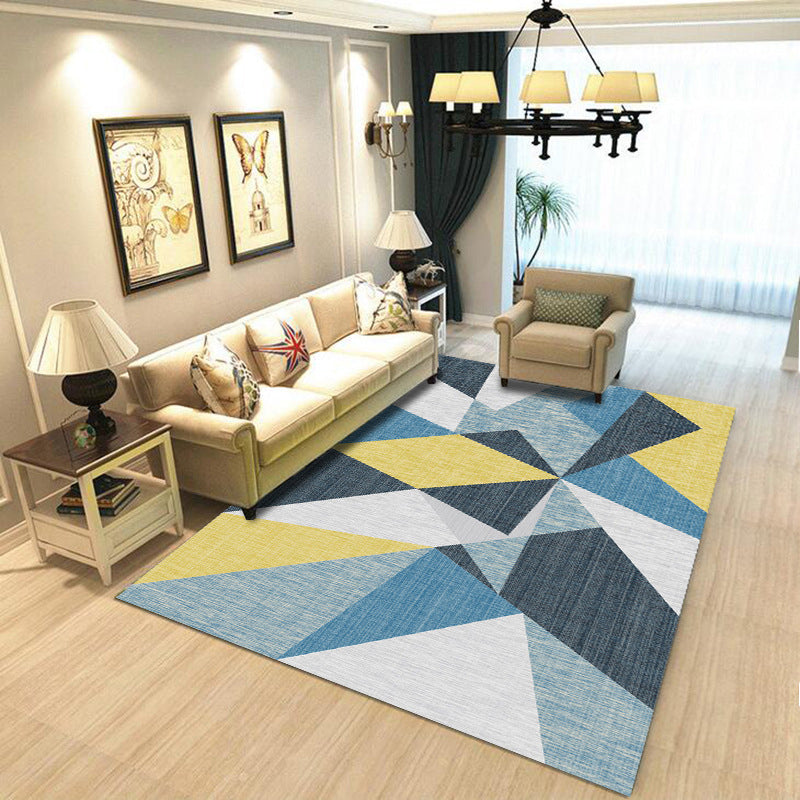 Bold Multicolor Modern Rug Synthetics Geometric Pattern Rug Machine Washable Non-Slip Stain Resistant Rug for Living Room Light Blue-Yellow Clearhalo 'Area Rug' 'Rug' 2140463