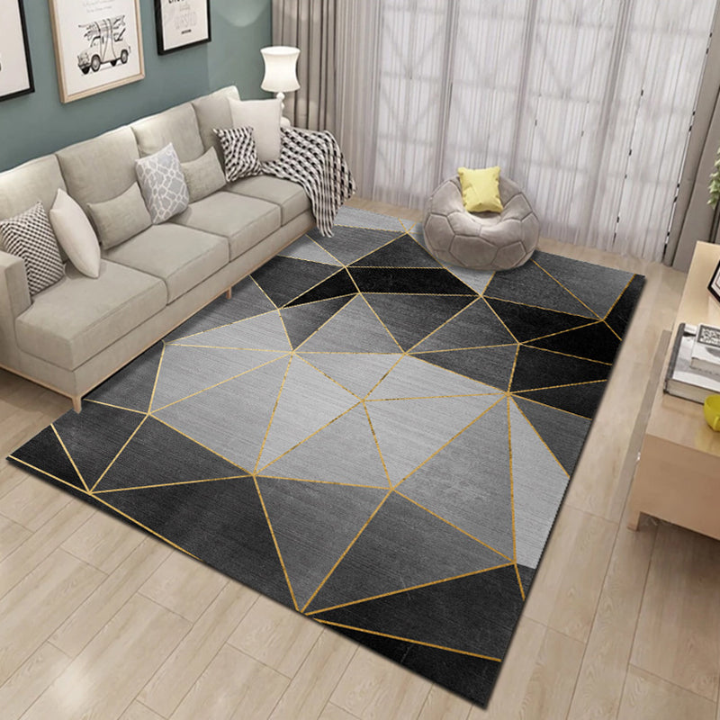 Bold Multicolor Modern Rug Synthetics Geometric Pattern Rug Machine Washable Non-Slip Stain Resistant Rug for Living Room Light Gray-Black Clearhalo 'Area Rug' 'Rug' 2140464