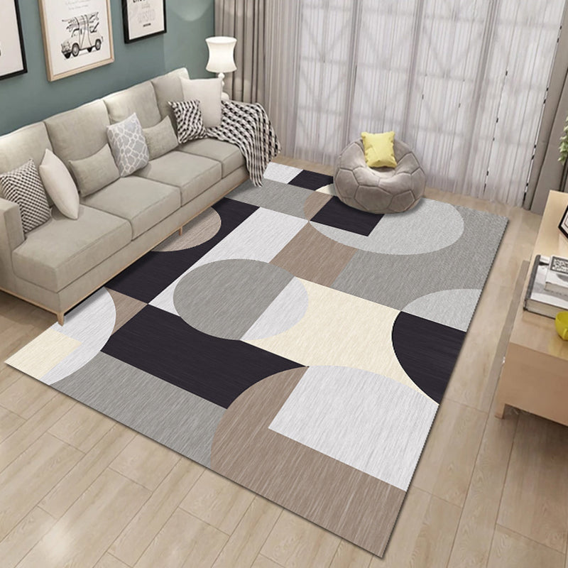 Bold Multicolor Modern Rug Synthetics Geometric Pattern Rug Machine Washable Non-Slip Stain Resistant Rug for Living Room Gray-Khaki Clearhalo 'Area Rug' 'Rug' 2140465