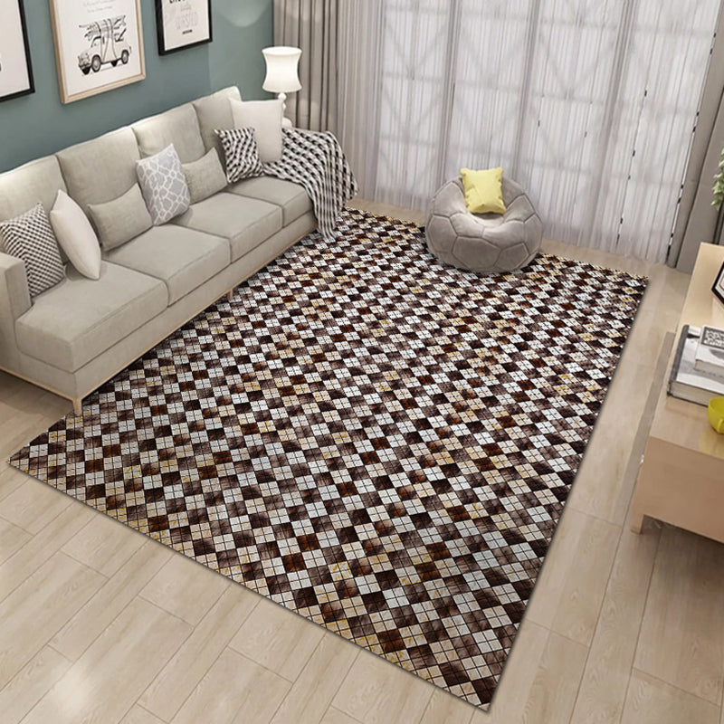 Bold Multicolor Modern Rug Synthetics Geometric Pattern Rug Machine Washable Non-Slip Stain Resistant Rug for Living Room White-Brown Clearhalo 'Area Rug' 'Rug' 2140468