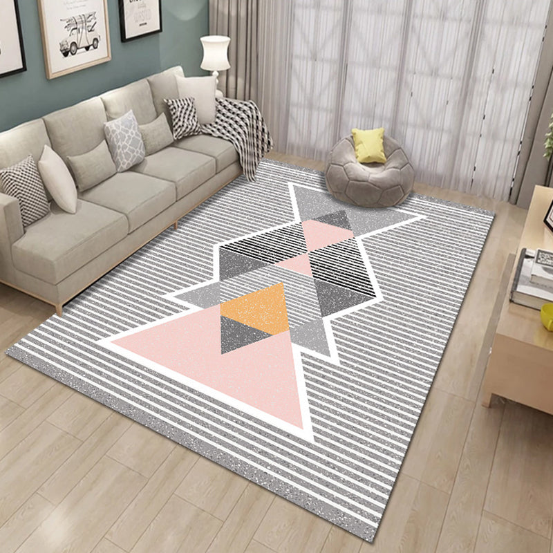 Bold Multicolor Modern Rug Synthetics Geometric Pattern Rug Machine Washable Non-Slip Stain Resistant Rug for Living Room Pink Clearhalo 'Area Rug' 'Rug' 2140471