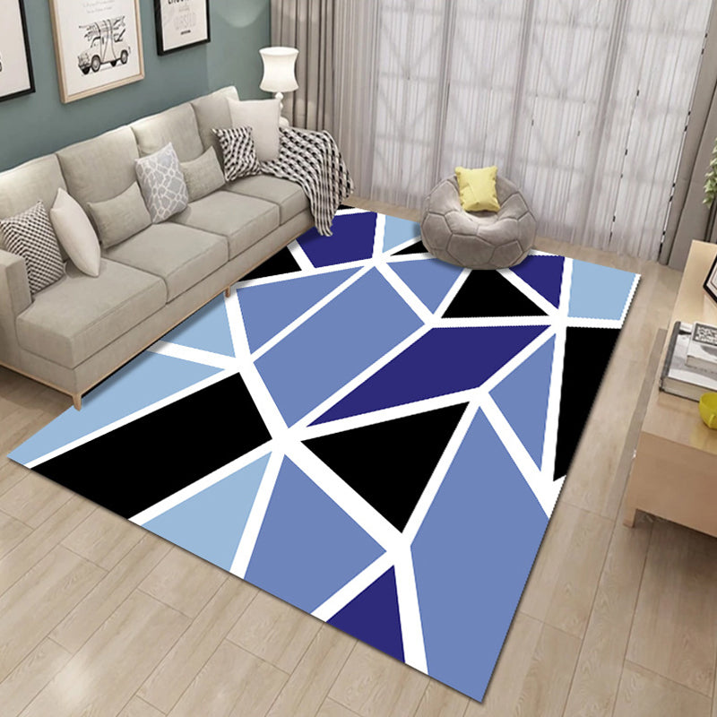 Bold Multicolor Modern Rug Synthetics Geometric Pattern Rug Machine Washable Non-Slip Stain Resistant Rug for Living Room Dark Blue-Black Clearhalo 'Area Rug' 'Rug' 2140475