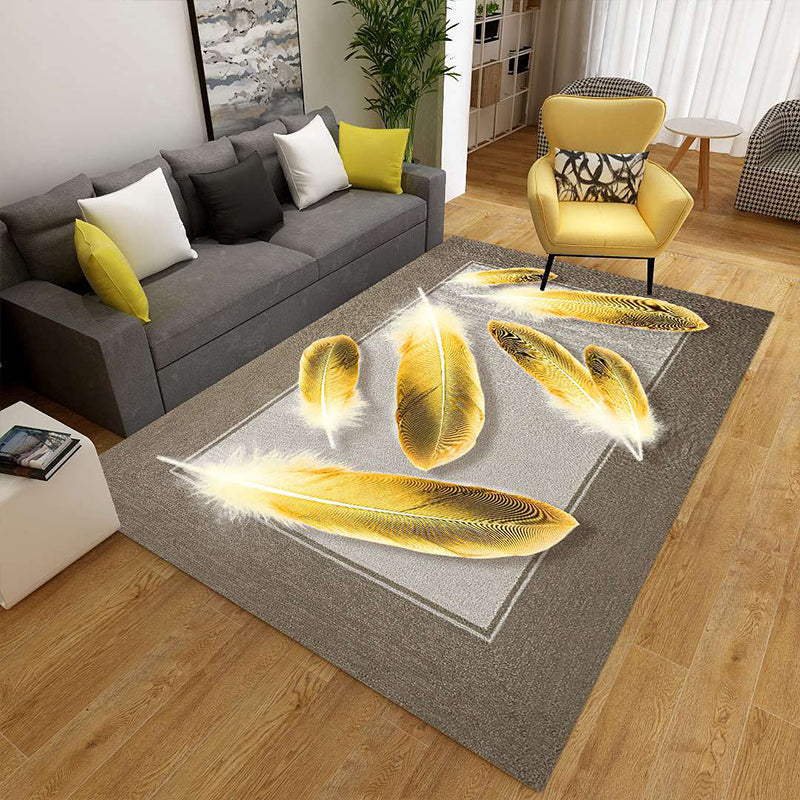 Minimalist 3D Geometric Rug Multi-Color Polypropylene Area Carpet Pet Friendly Anti-Slip Machine Washable Rug for Great Room Gray-Gold Clearhalo 'Area Rug' 'Rug' 2140482