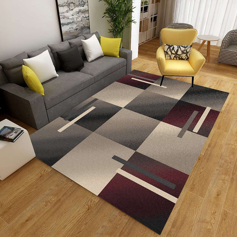 Minimalist 3D Geometric Rug Multi-Color Polypropylene Area Carpet Pet Friendly Anti-Slip Machine Washable Rug for Great Room Dark Red Clearhalo 'Area Rug' 'Rug' 2140483