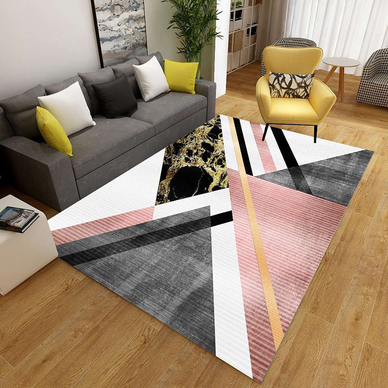 Minimalist 3D Geometric Rug Multi-Color Polypropylene Area Carpet Pet Friendly Anti-Slip Machine Washable Rug for Great Room Pink Clearhalo 'Area Rug' 'Rug' 2140486