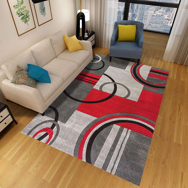 Minimalist 3D Geometric Rug Multi-Color Polypropylene Area Carpet Pet Friendly Anti-Slip Machine Washable Rug for Great Room Gray-Red Clearhalo 'Area Rug' 'Rug' 2140489