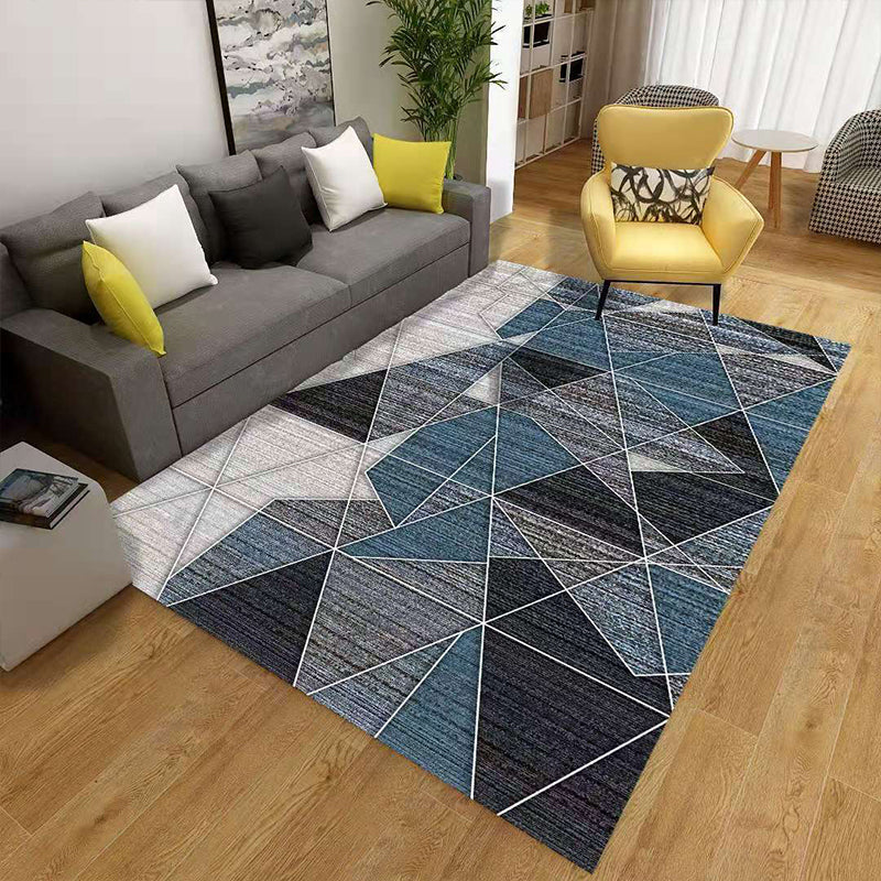 Minimalist 3D Geometric Rug Multi-Color Polypropylene Area Carpet Pet Friendly Anti-Slip Machine Washable Rug for Great Room Dark Blue-Black Clearhalo 'Area Rug' 'Rug' 2140492