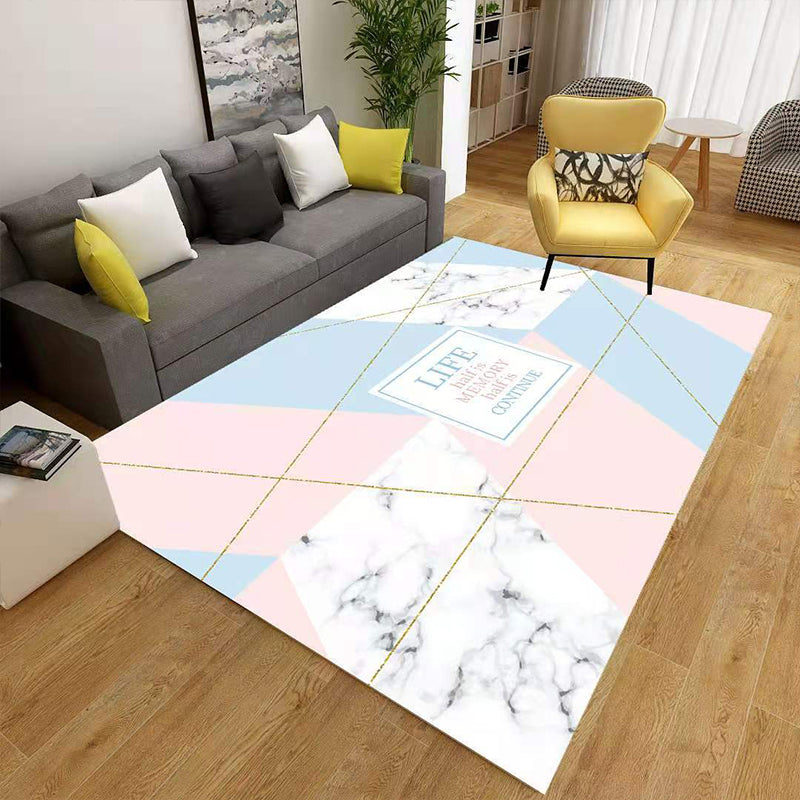 Minimalist 3D Geometric Rug Multi-Color Polypropylene Area Carpet Pet Friendly Anti-Slip Machine Washable Rug for Great Room Pink-Blue Clearhalo 'Area Rug' 'Rug' 2140497