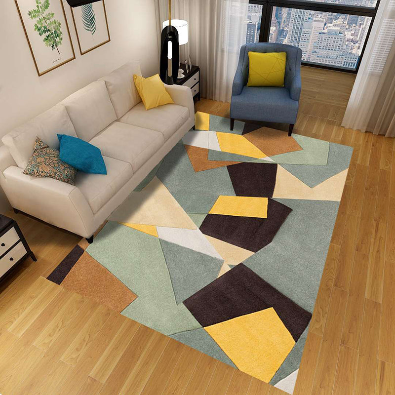 Minimalist 3D Geometric Rug Multi-Color Polypropylene Area Carpet Pet Friendly Anti-Slip Machine Washable Rug for Great Room Green-Yellow Clearhalo 'Area Rug' 'Rug' 2140499