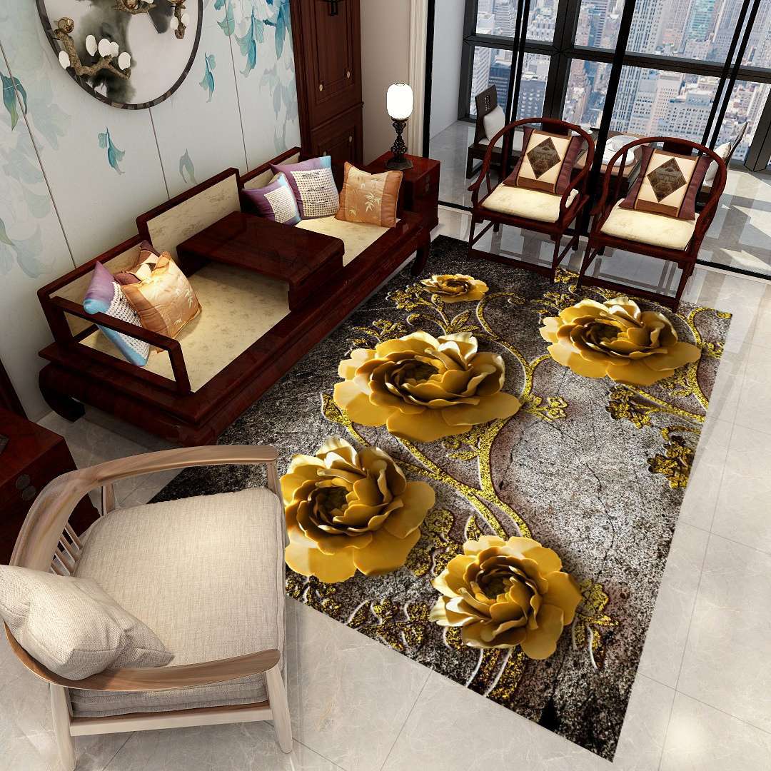 Minimalist 3D Geometric Rug Multi-Color Polypropylene Area Carpet Pet Friendly Anti-Slip Machine Washable Rug for Great Room Gold Clearhalo 'Area Rug' 'Rug' 2140500