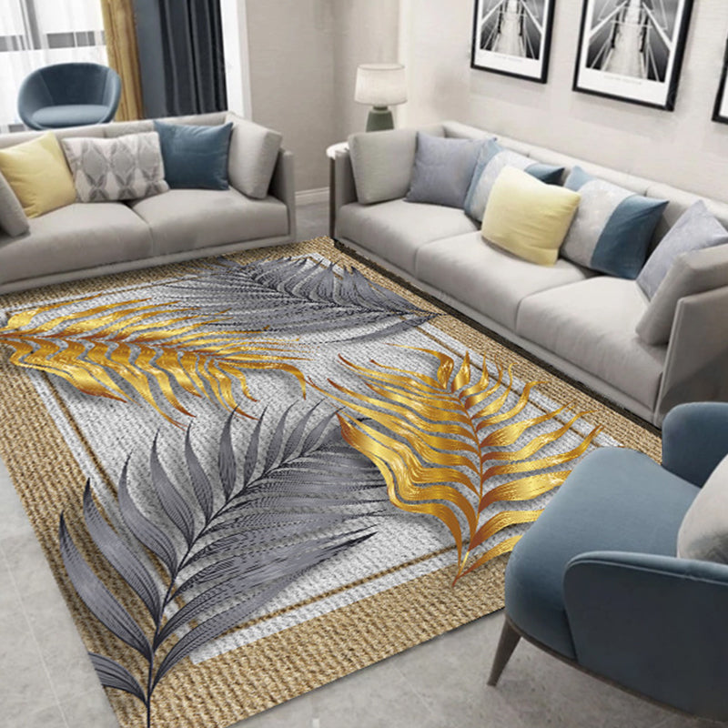 Glam 3D Print Geometric Rug Multicolor Modern Rug Polyester Pet Friendly Stain Resistant Non-Slip Carpet for Home Gray-Yellow Clearhalo 'Area Rug' 'Rug' 2140509