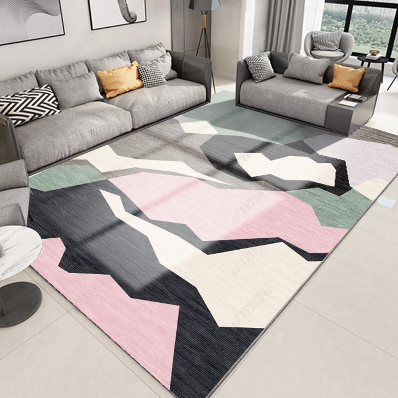 Glam 3D Print Geometric Rug Multicolor Modern Rug Polyester Pet Friendly Stain Resistant Non-Slip Carpet for Home Pink Clearhalo 'Area Rug' 'Rug' 2140512