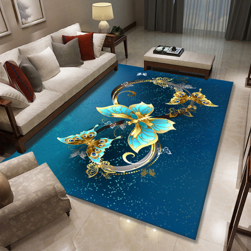 Glam 3D Print Geometric Rug Multicolor Modern Rug Polyester Pet Friendly Stain Resistant Non-Slip Carpet for Home Lake Blue Clearhalo 'Area Rug' 'Rug' 2140515