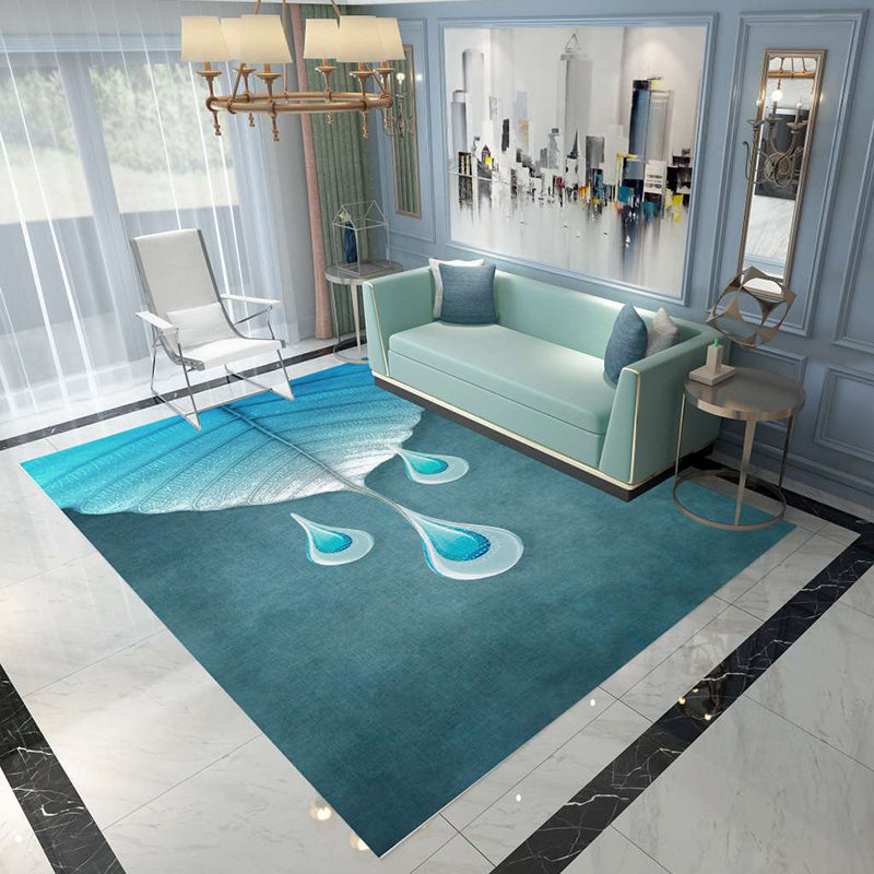 Nordic Abstract Botanical Rug Multi-Colored Synthetics Rug Non-Slip Machine Washable Pet Friendly Carpet for Living Room Light Blue Clearhalo 'Area Rug' 'Rug' 2140521