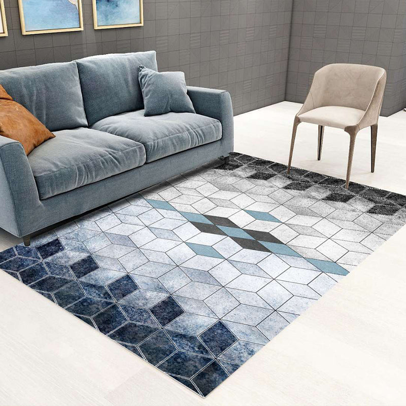 Nordic Abstract Botanical Rug Multi-Colored Synthetics Rug Non-Slip Machine Washable Pet Friendly Carpet for Living Room Blue-Black Clearhalo 'Area Rug' 'Rug' 2140527