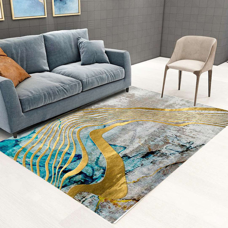 Nordic Abstract Botanical Rug Multi-Colored Synthetics Rug Non-Slip Machine Washable Pet Friendly Carpet for Living Room Gray-Blue Clearhalo 'Area Rug' 'Rug' 2140529